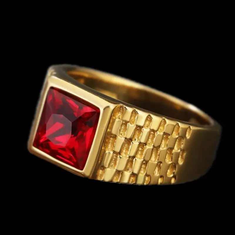 Sapphire-Emerald Brick Style Ring