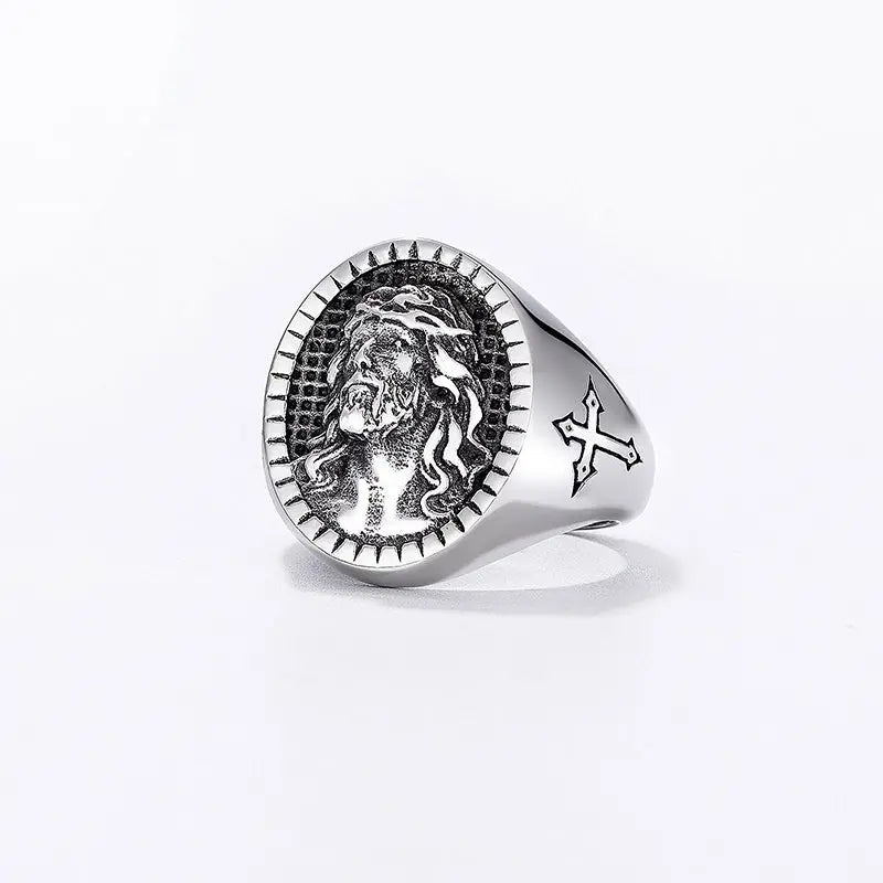 Savior Jesus Stainless Steel Cross Ring