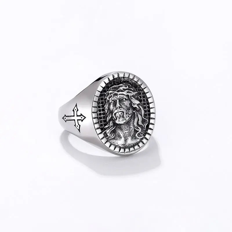 Savior Jesus Stainless Steel Cross Ring