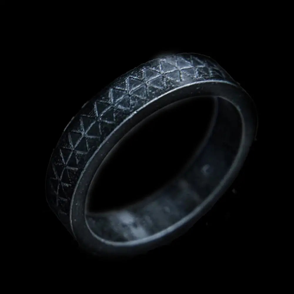 Sawtooth Pattern Stainless Steel Vintage Ring