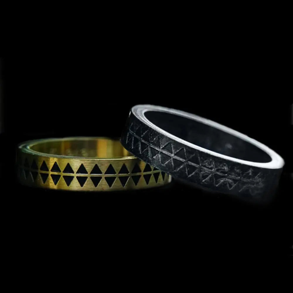 Sawtooth Pattern Stainless Steel Vintage Ring