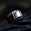 Scissor Cut Gemstone Black Band Stainless Steel Ring