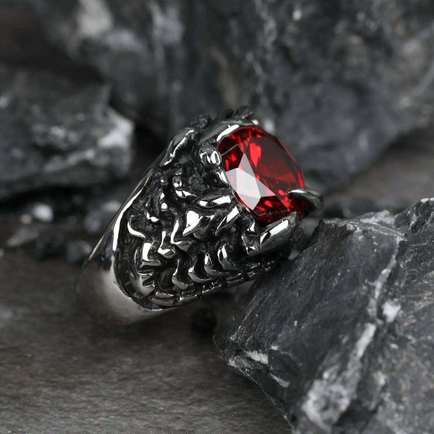 Scorpion Inlaid Gemstone Stainless Steel Ring