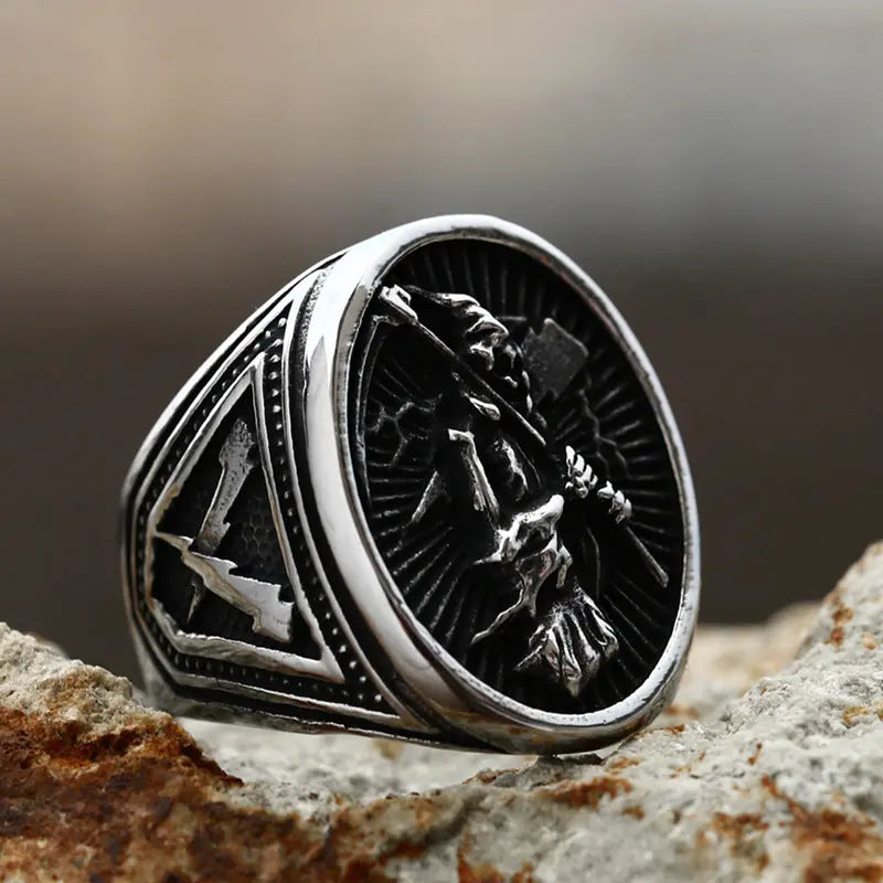 Scythe Skeleton Death Stainless Steel Ring