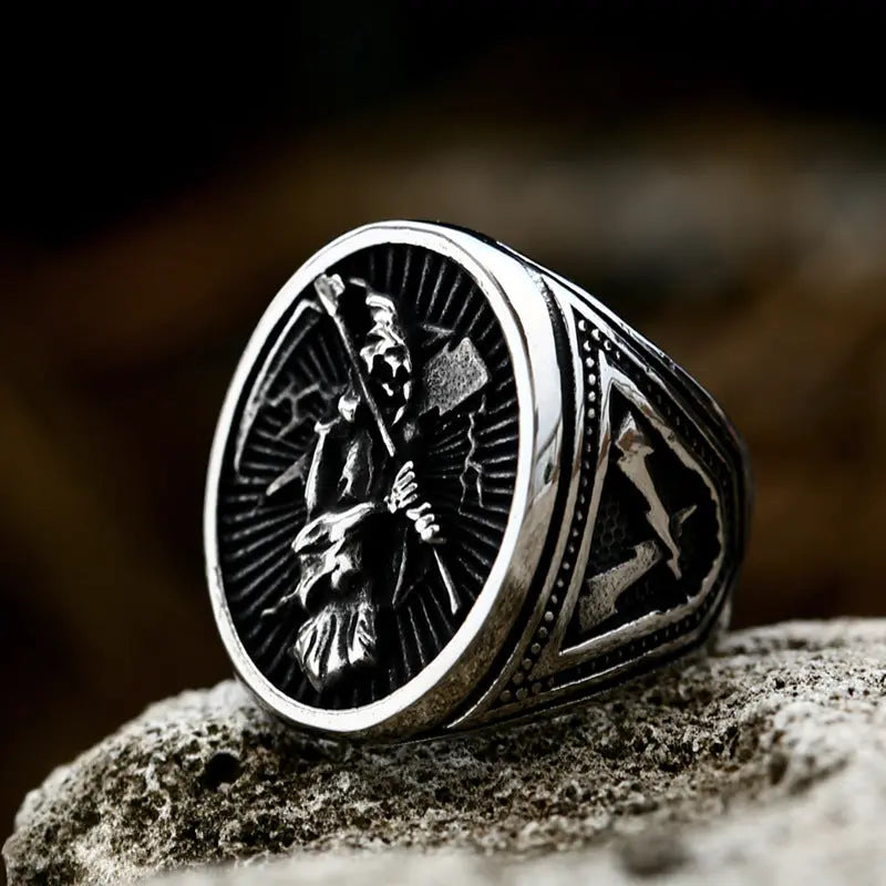 Scythe Skeleton Death Stainless Steel Ring
