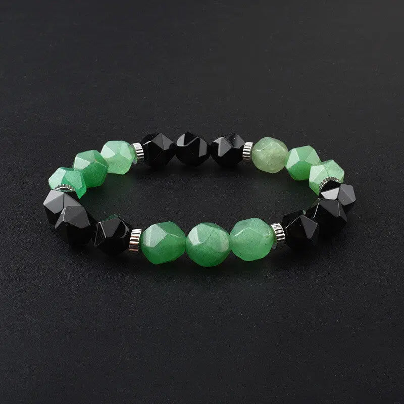 Section design Green Agate Stainless Steel Bracelet  Beaded Jewelry