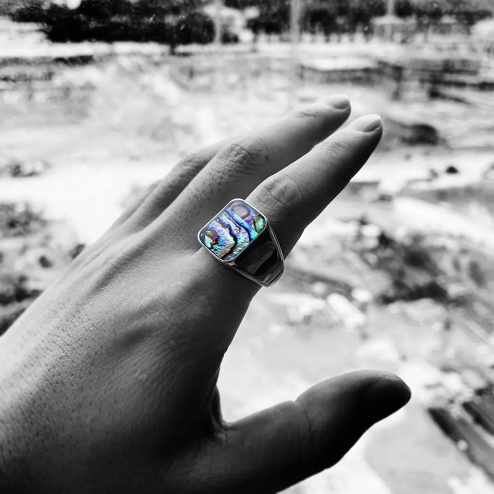 Shell Gem Stainless Steel Ring