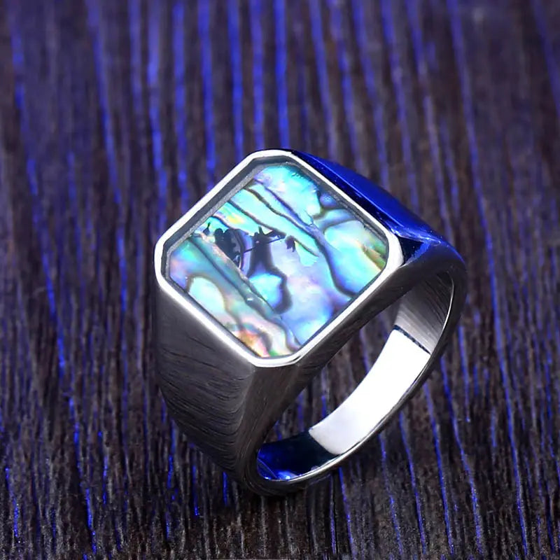 Shell Gem Stainless Steel Ring