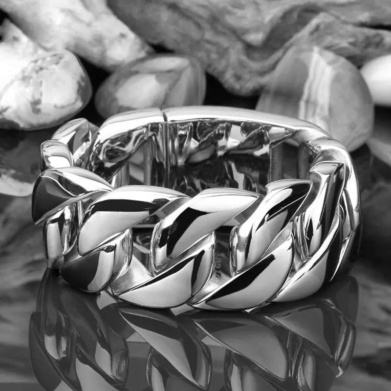 Shiny Curb Link Stainless Steel Heavy Bracelet
