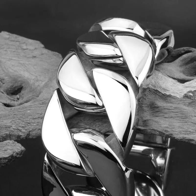 Shiny Curb Link Stainless Steel Heavy Bracelet