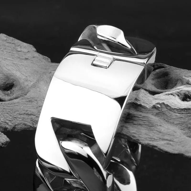 Shiny Curb Link Stainless Steel Heavy Bracelet