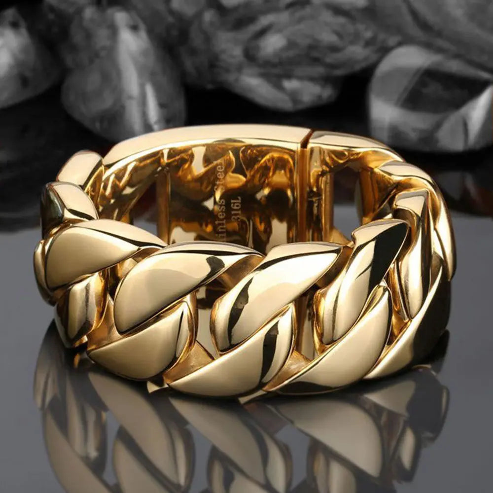 Shiny Curb Link Stainless Steel Heavy Bracelet