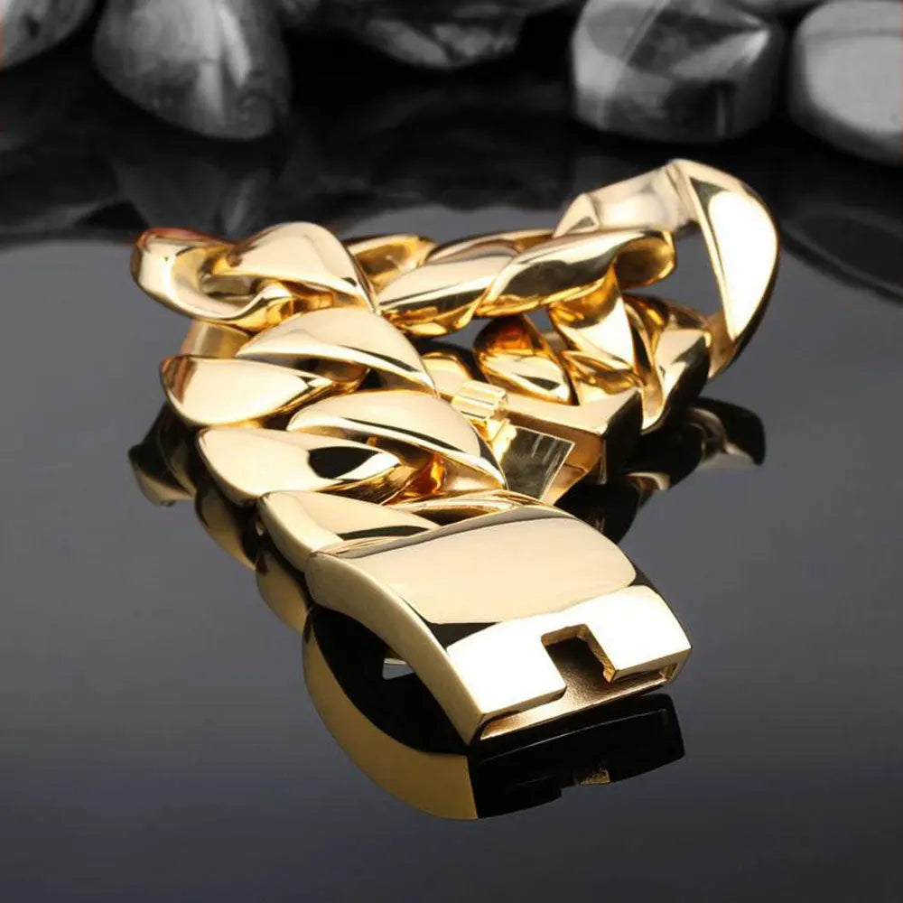Shiny Curb Link Stainless Steel Heavy Bracelet