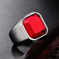 Simple Gemstone Inlaid Stainless Steel Ring