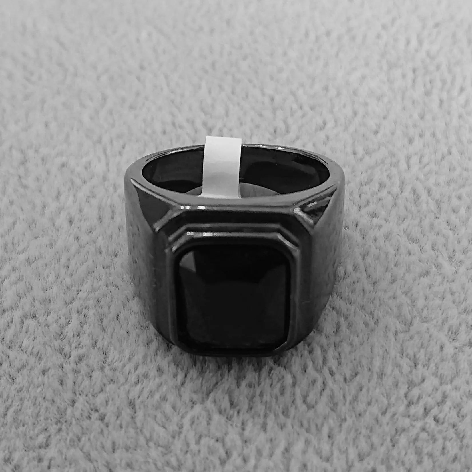 Simple Gemstone Inlaid Stainless Steel Ring
