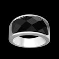 Simple Obsidian Stainless Steel Ring
