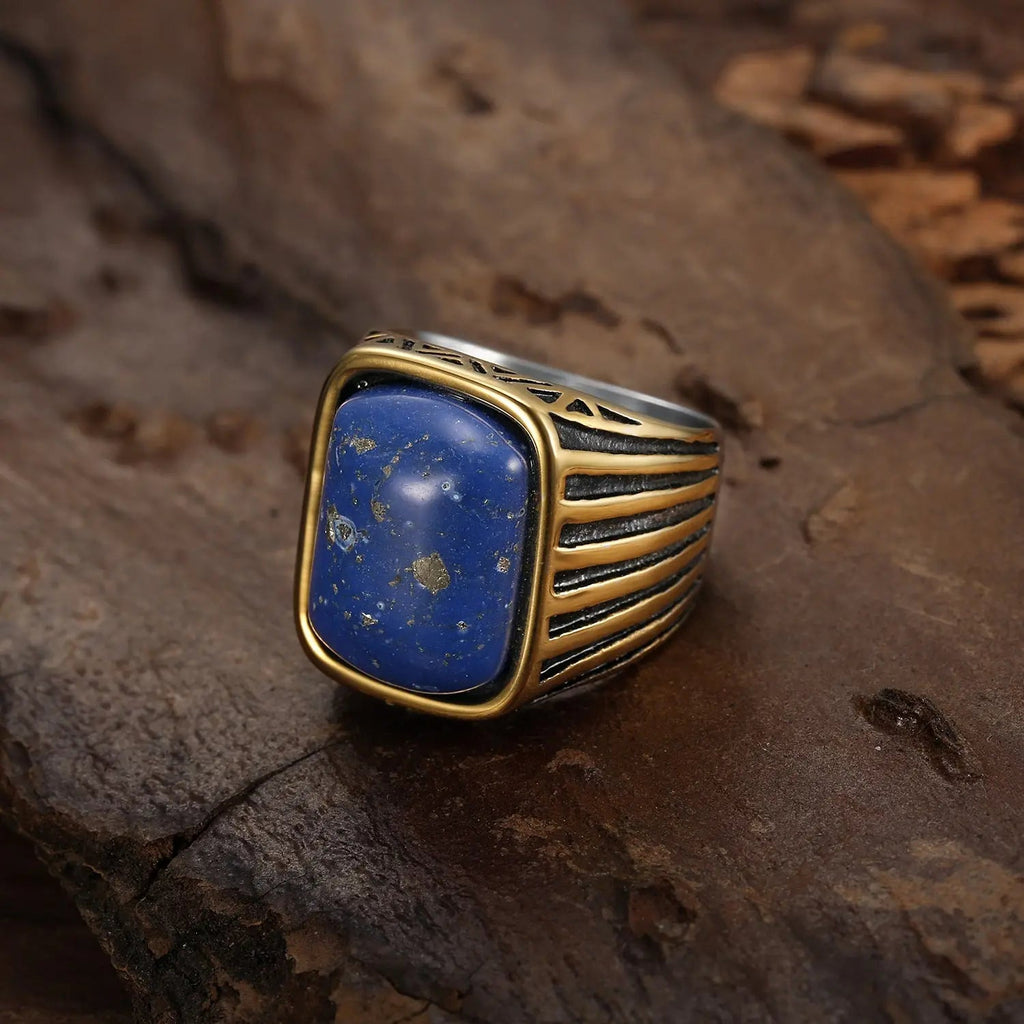 Simple Sapphire Stainless Steel Ring