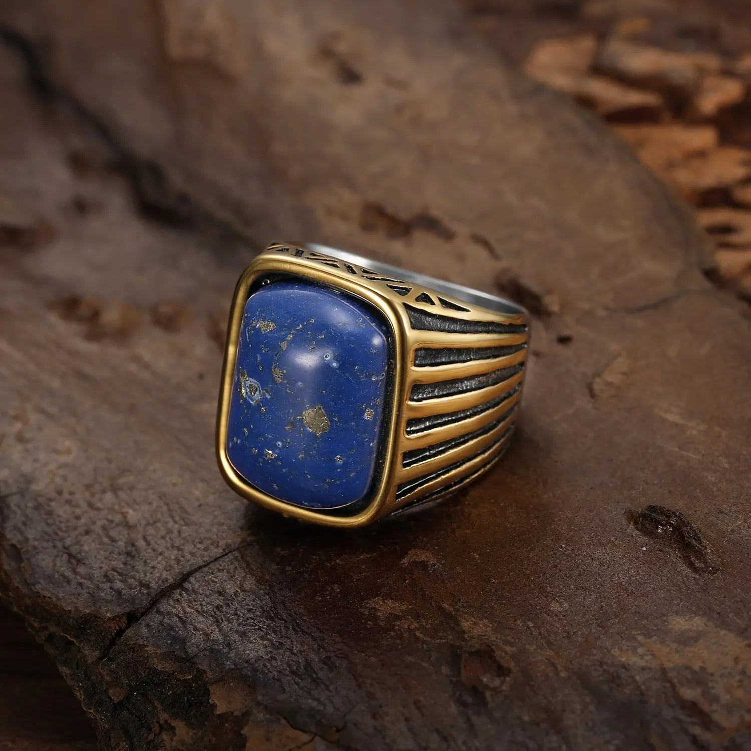 Simple Sapphire Stainless Steel Ring
