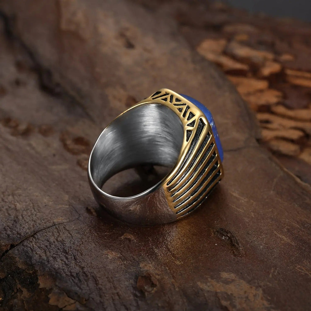 Simple Sapphire Stainless Steel Ring