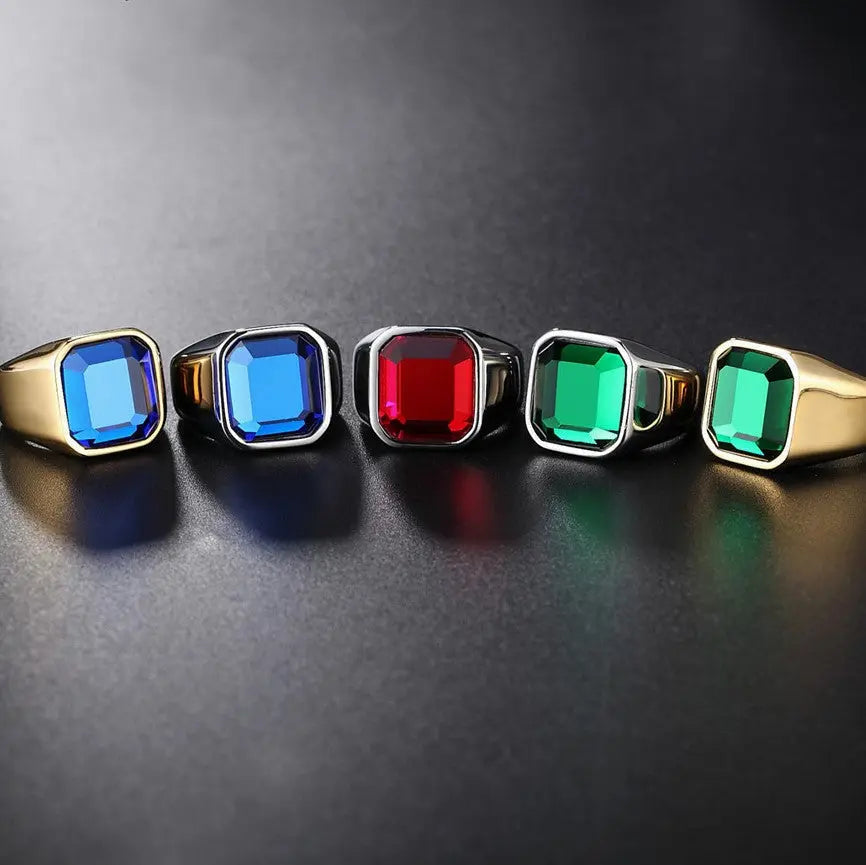Simple Style Gemstone Stainless Steel Ring