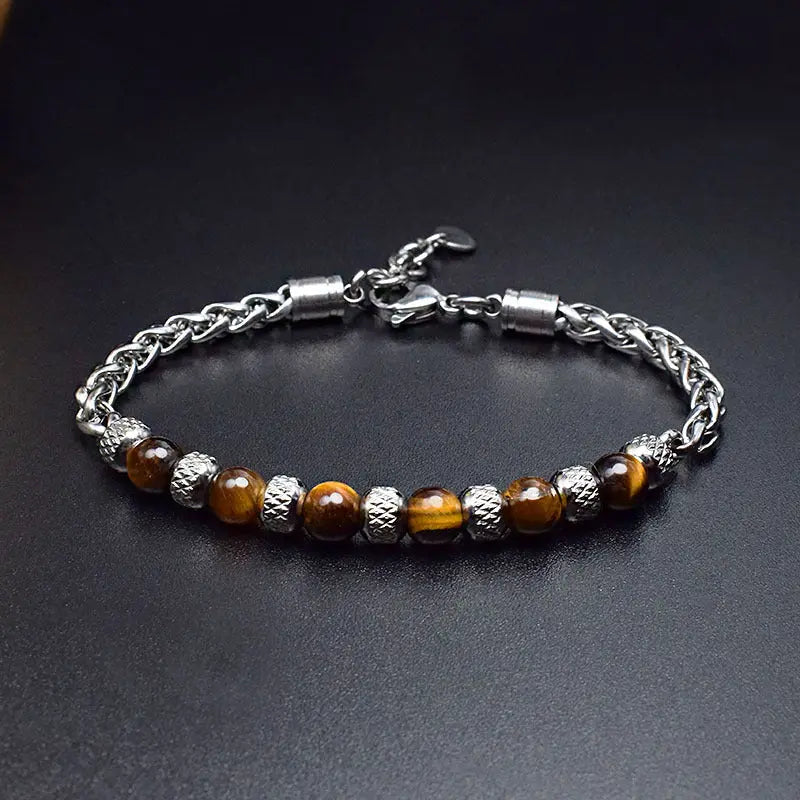 Single-row Bead Stainless Steel Bracelet