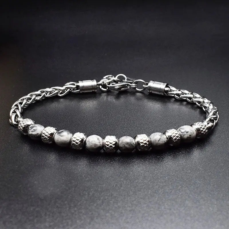 Single-row Bead Stainless Steel Bracelet