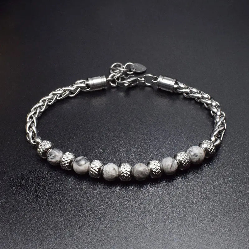 Single-row Bead Stainless Steel Bracelet