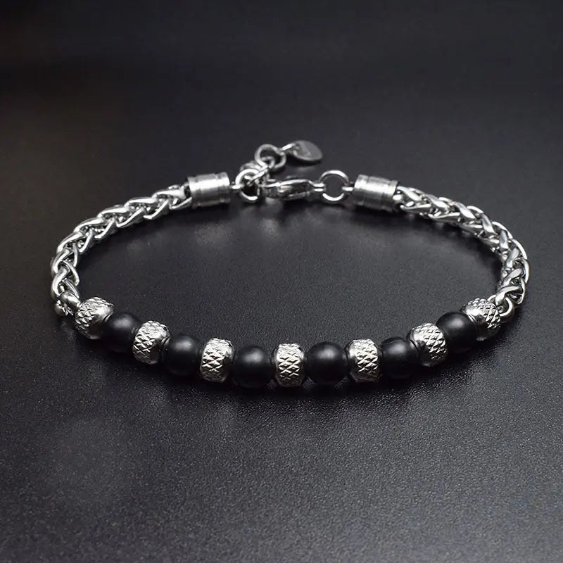 Single-row Bead Stainless Steel Bracelet