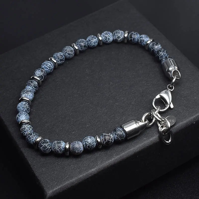 Single-row Natural Stone Bead Lobster Claw Clasp Bracelet