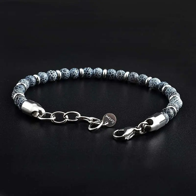 Single-row Natural Stone Bead Lobster Claw Clasp Bracelet
