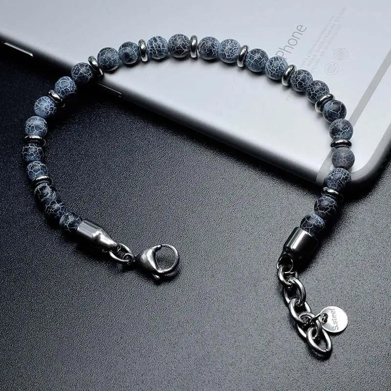 Single-row Natural Stone Bead Lobster Claw Clasp Bracelet