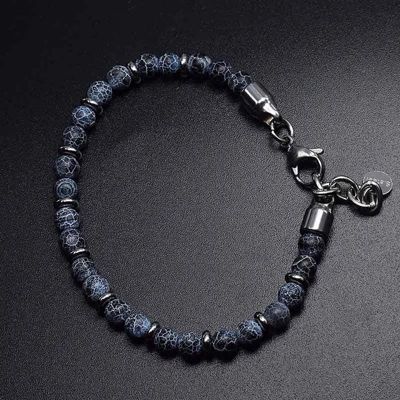 Single-row Natural Stone Bead Lobster Claw Clasp Bracelet