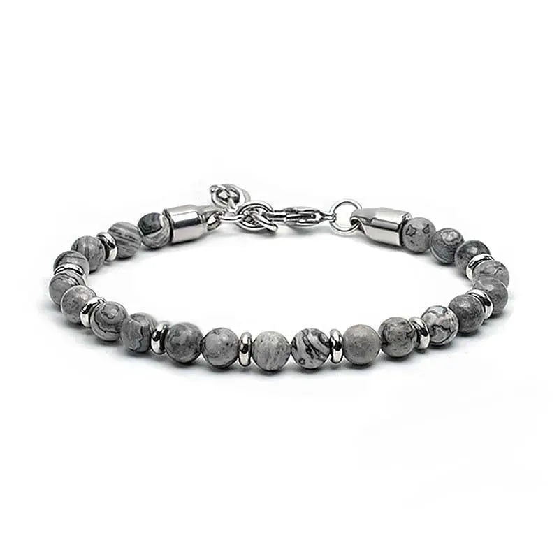 Single-row Natural Stone Bead Lobster Claw Clasp Bracelet