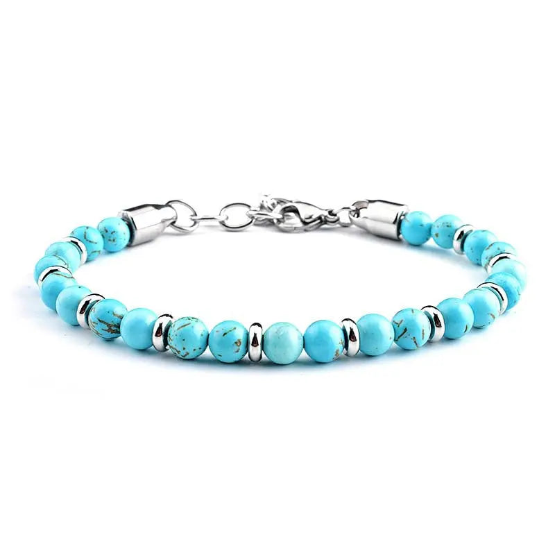 Single-row Natural Stone Bead Lobster Claw Clasp Bracelet