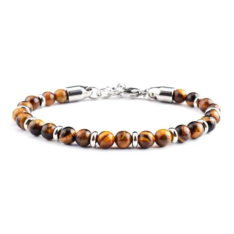 Single-row Natural Stone Bead Lobster Claw Clasp Bracelet