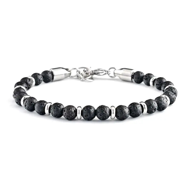 Single-row Natural Stone Bead Lobster Claw Clasp Bracelet