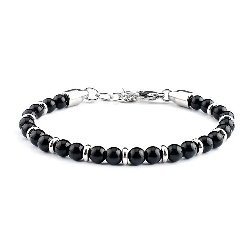 Single-row Natural Stone Bead Lobster Claw Clasp Bracelet