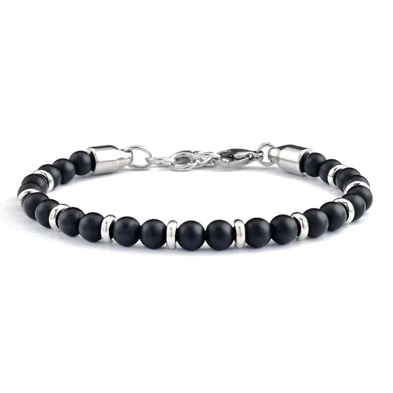 Single-row Natural Stone Bead Lobster Claw Clasp Bracelet