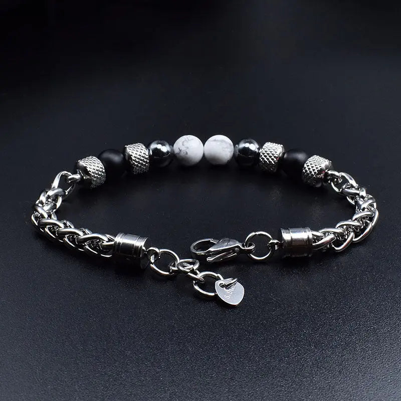 Single-row Natural Stone Bead Lobster Claw Clasp Bracelet