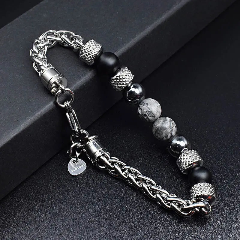 Single-row Natural Stone Bead Lobster Claw Clasp Bracelet