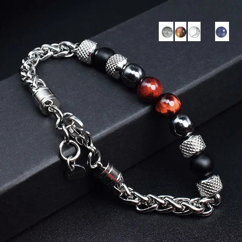 Single-row Natural Stone Bead Lobster Claw Clasp Bracelet