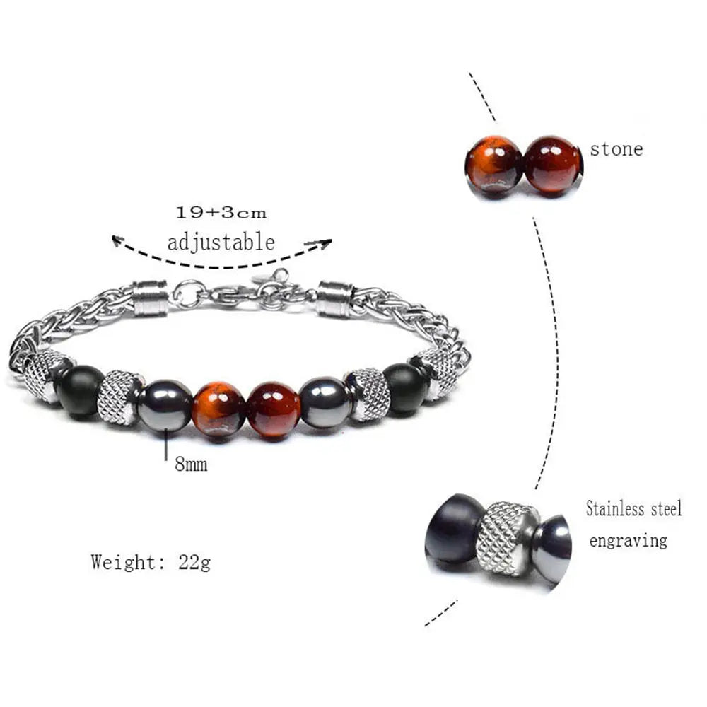 Single-row Natural Stone Bead Lobster Claw Clasp Bracelet