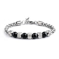 Single-row Natural Stone Bead Stainless Steel Bracelet