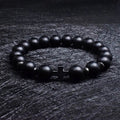 Single-row Stone Bead Stretchable Cross Bracelet