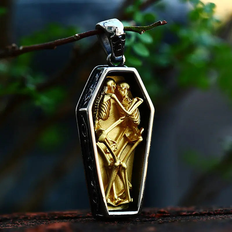 Skeletons Cuddling in a Coffin