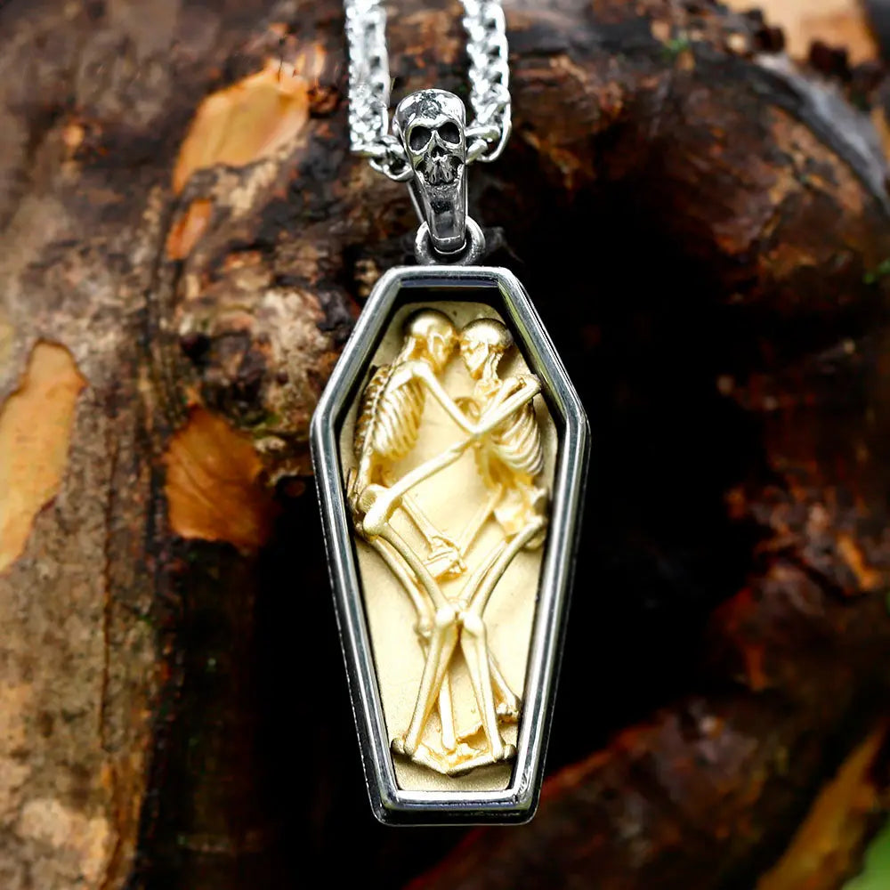 Skeletons Cuddling in a Coffin