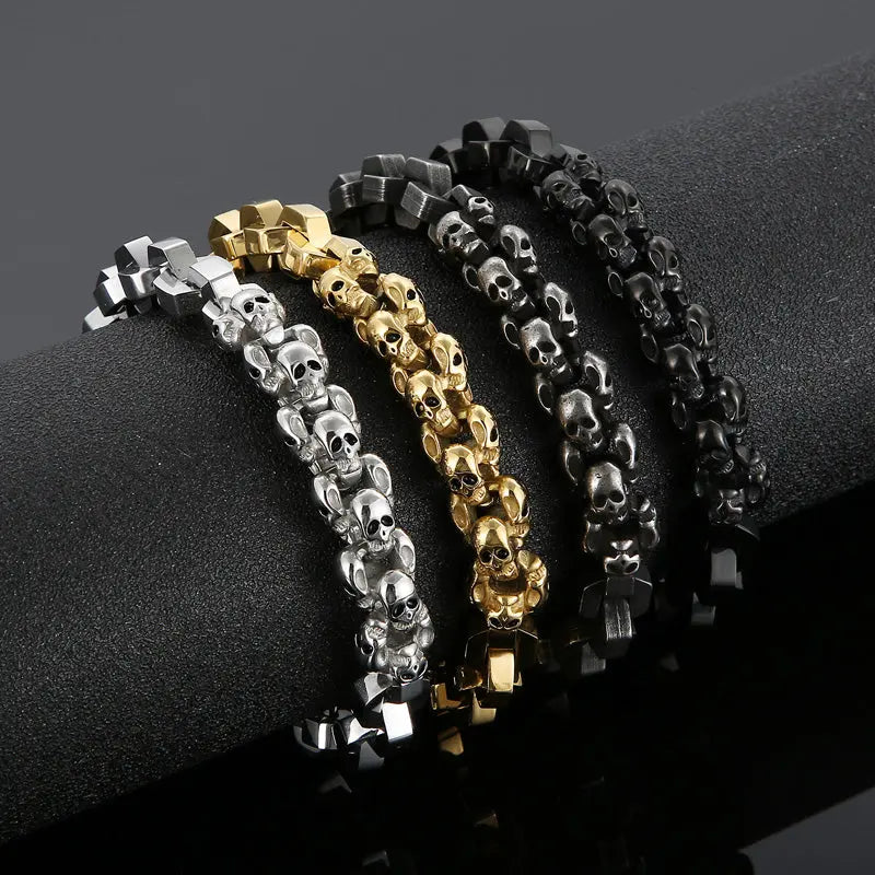 Skull Chain Link Spliced Stainless Steel Bracelet