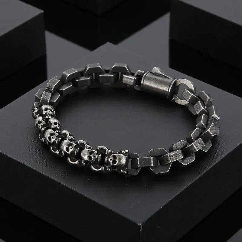Skull Chain Link Spliced Stainless Steel Bracelet