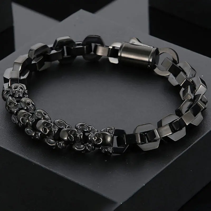 Skull Chain Link Spliced Stainless Steel Bracelet