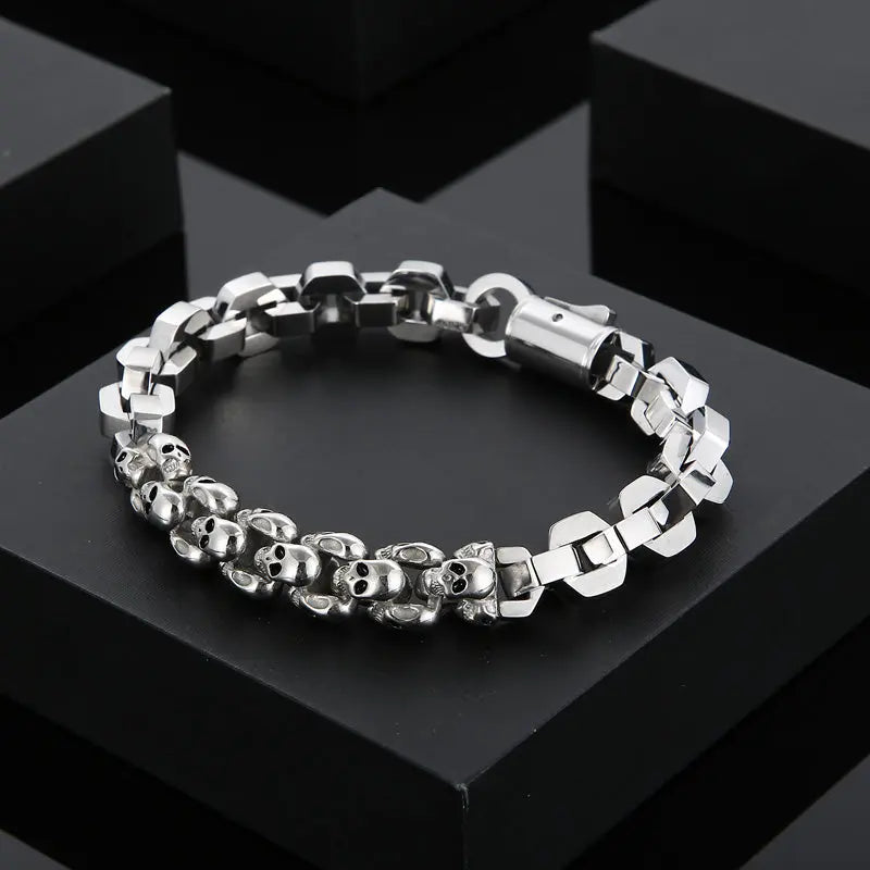 Skull Chain Link Spliced Stainless Steel Bracelet